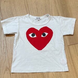Comme des Garcons Kids White Tee with Red Heart 4T